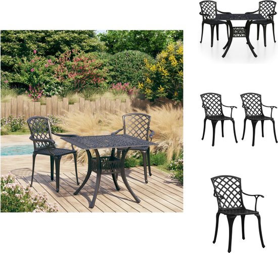 vidaXL Bistroset Gietaluminium - 61 x 60 x 93 cm - Zwart - Tuinset