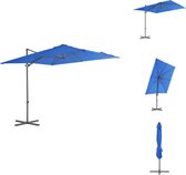 vidaXL Hangparasol 250x250x247 cm - Azuurblauw - UV-beschermend polyester - Kruisvoet - Kantelbaar en 360 graden draaibaar - Inclusief 8 stalen baleinen - Parasol