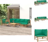 vidaXL Bamboe Tuinset - Lounge - 7-delig - Groen kussen - 150x65x65 cm - Tuinset