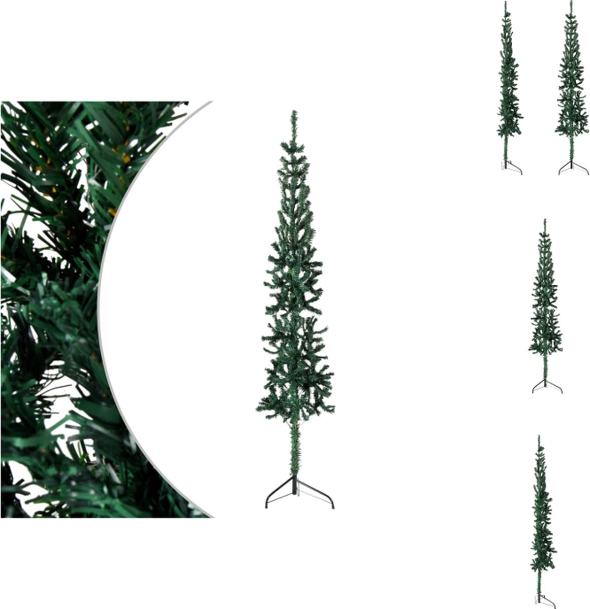 vidaXL Kunstkerstboom - Halve - 180 cm - PVC - Groen - Ruimtebesparend - Herbruikbaar - Levensecht - 246 uiteinden - Decoratieve kerstboom