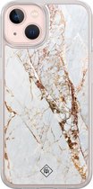 Casimoda® hoesje - Geschikt voor iPhone 13 - Marmer Goud - 2-in-1 case - Schokbestendig - Marble design - Verhoogde randen - Goudkleurig, Transparant