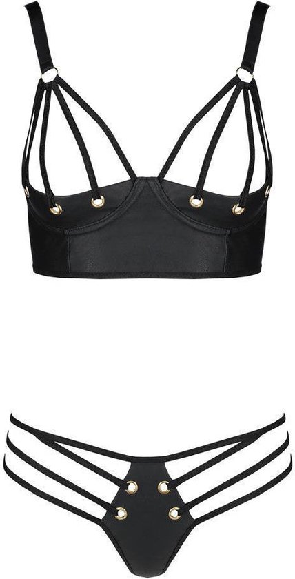 PS Malwia Size Plus 2-delige lingerie set zwart