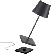 Zafferano - Poldina Pro MINI - H30CM - Grijs foncé - Lampe LED - Lampe de terrasse - Lampe de bureau - Lampe de table - Sans fil - Mobile - Durable - Pour intérieur et extérieur - LED - Dimmable - 2700K - IP54 Splash Waterproof - USB rechargeable