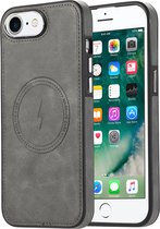 Sulada Coque souple TPU/cuir et antichoc avec anneau magnétique pour Apple iPhone SE 2022, SE2020, 8, 7 gris