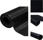 vidaXL Rubberen mat - 5 x 1 m - fijn geribbeld - zwart - Vloer