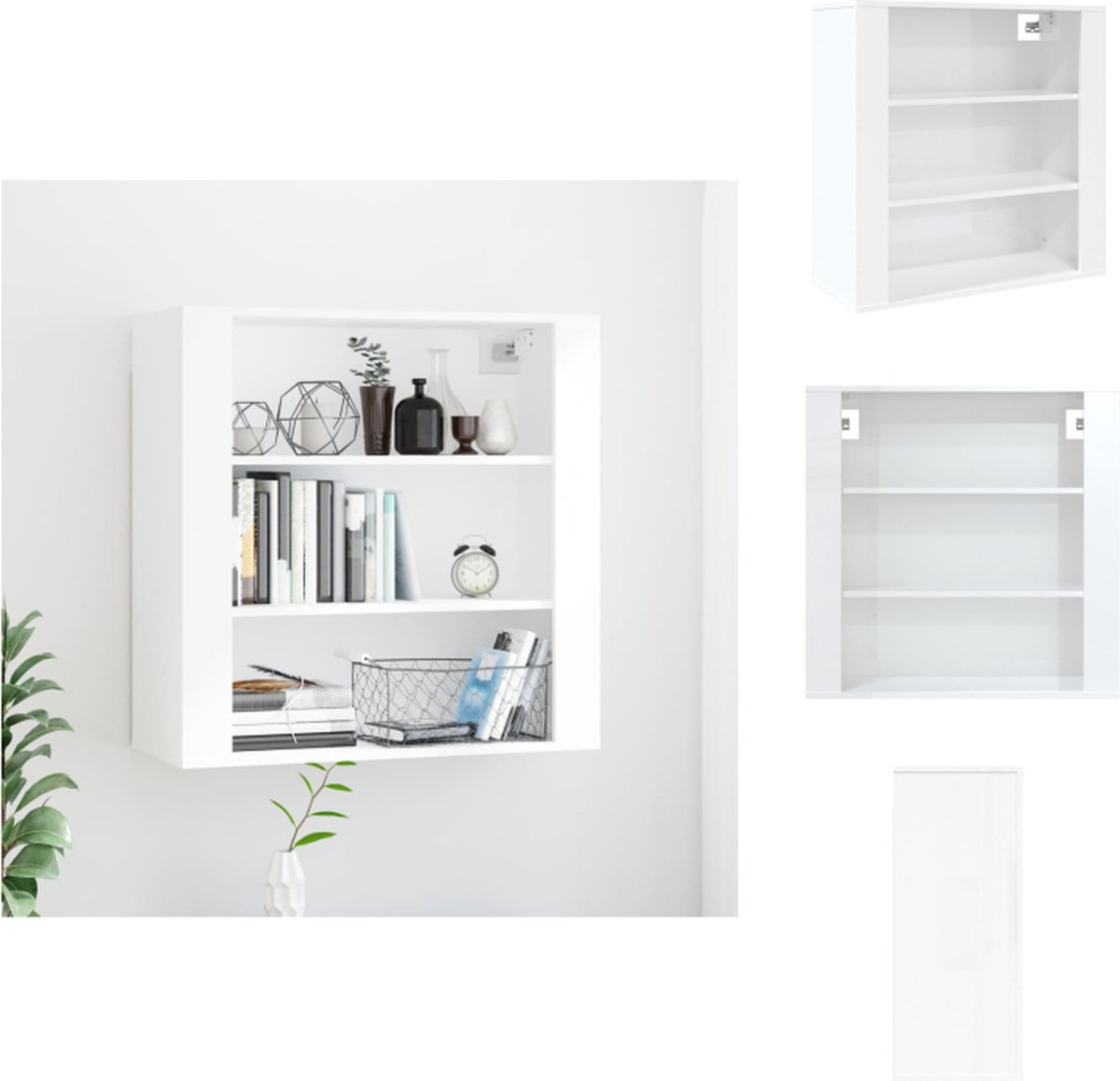 VidaXL Wandkast Praktisch en Decoratief 80x33x80 cm Hoogglans wit Keukenkast