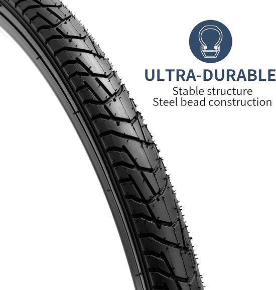 2 Pneus VTT 26 X 1.50 (40-559) Ecovelò Slick Blanc/Noir - Adhérence Et Confort