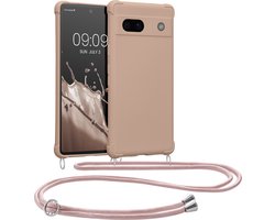 kwmobile telefoonhoesjegeschikt voor Google Pixel 7a - Hoesje van siliconen met telefoonkoord - In kokosmelk