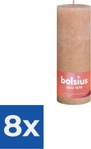 Bolsius Stompkaars Misty Pink Ø68 mm - Hoogte 19 cm - Roze/Grijs - 85 branduren - Voordeelverpakking 8 stuks