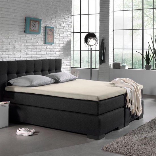 Droomtextiel Topper Hoeslaken Jersey Stretch - Crème 90x210 cm - Eenpersoons - 160g.m² Zacht Katoen