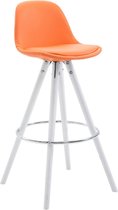 Clp Franklin Set van 2 barkrukken - Rond frame - Kunstleer - Oranje - Kleur onderstel : wit