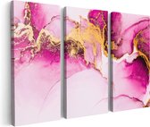 Artaza Canvas Schilderij Drieluik Abstracte Kunst - Roze Marmer - 150x100 - Groot - Foto Op Canvas - Canvas Print