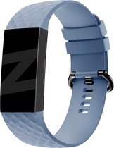 Bandz siliconen band 'Classic' geschikt voor Fitbit Charge 3 / Charge 4 - Hoogwaardig siliconen materiaal bandje - Ideaal voor dagelijks gebruik - grijsblauw siliconen bandje - maat L