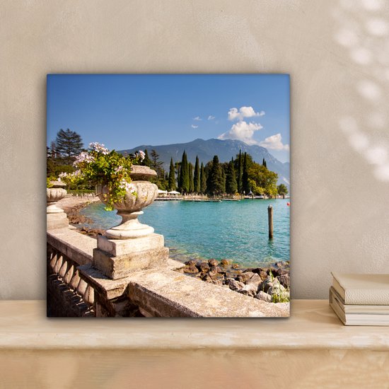 Toile Peinture Lac de Garde - Côte - Water - 20x20 cm - Décoration murale