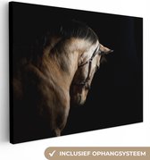 Canvas Schilderij Paarden - Halster - Zwart - 40x30 cm - Wanddecoratie