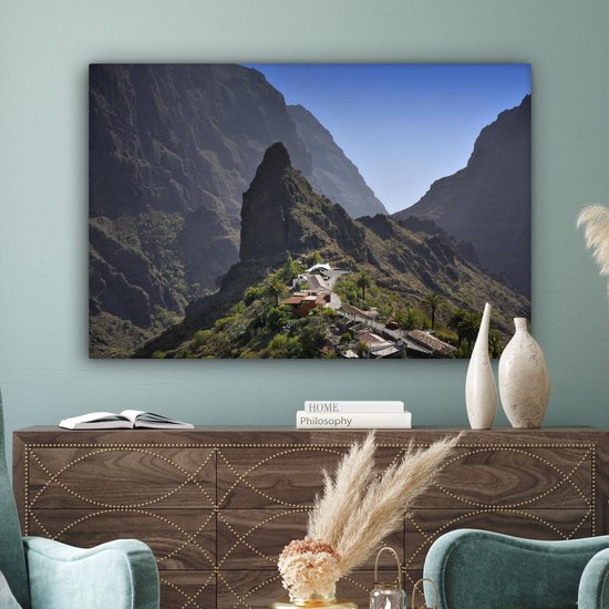 Une vue du village de montagne et des montagnes Tenerife Espagne 120x80 cm - Tirage photo sur toile (Décoration murale salon / chambre)