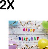 BWK Textiele Placemat - Happy Birthday met Slingers en Balonnen - Set van 2 Placemats - 35x25 cm - Polyester Stof - Afneembaar