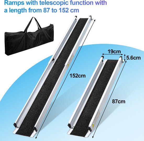 tectake® - Set van 2 oprijplaten Björn 186 cm - inklapbaar, belastbaar tot 400 kg - 405022