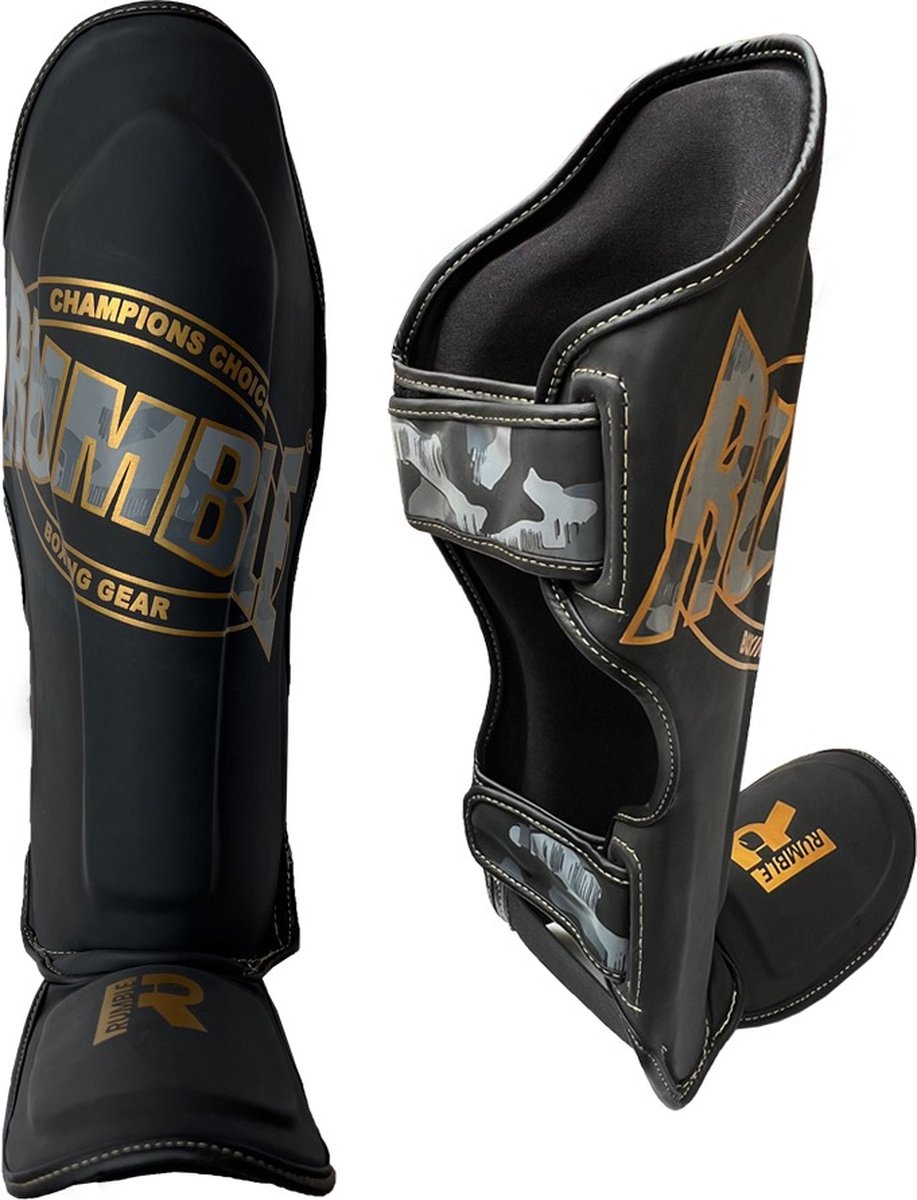 Scheenbeschermers Kickboksen Kinder Rumble Camo Zwart-Goud M