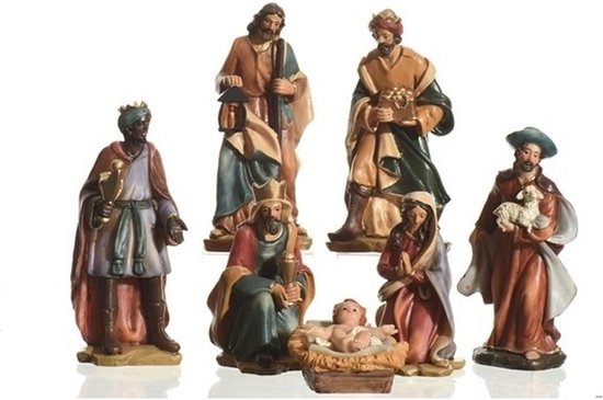 Foto: Decoris kerststal beelden 7x st 15 cm polystone kerstfiguren