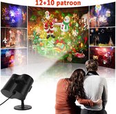 Projecteur LED étanche avec télécommande - 12 films et 10 effets de vagues - Éclairage de Noël extérieures pour Noël, fêtes de famille, fêtes, Halloween - Classe énergétique A+++
