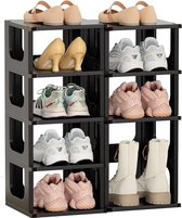 Schoenenrek 10 niveaus smal zwart schoenenrek schoenenkast schoenenopbergruimte ruimtebesparend stapelbare schoenenstandaard voor entree, hal, slaapkamer