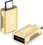 AdroitGoods 2x USB-C naar USB-A Adapter - USB 3.1 - Converter - Aluminium Goud - Siliconen Grip