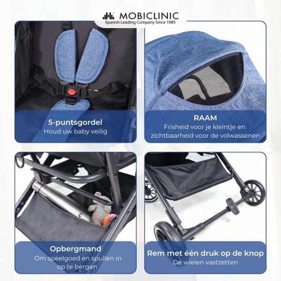 Mobiclinic Trip - Kinderwagen - Buggy - Compact - Inklapbaar - Wandelwagen - Enkele hendel - Voor op reis - Verstelbare voetensteun van Mobiclinic — afbeelding 3