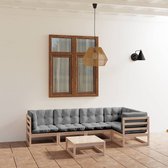 The Living Store Lounge Tuinset - Grenenhout - Grijs - 70 x 70 x 67 cm - Inclusief kussens