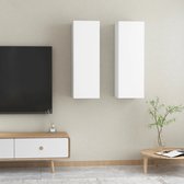 The Living Store Ensemble meuble TV suspendu - Meuble mural - Dimensions - 30,5 x 30 x 90 cm - Couleur - blanc - Matériau - aggloméré - Assemblage requis - Comprenant 2 x meuble TV