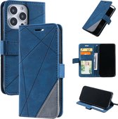 iPhone 15 Pro Telefoonhoesje - Hoogwaardig PU Leren Hoesje - Luxe Uitstraling - Pasjeshouder - Blauw