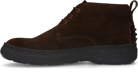 Manfield - Heren - Donkerbruine suède veterboots - Maat 44