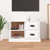 The Living Store Tv-kast Trendy - Tv-meubel met opbergruimte - 73x35.5x47.5 cm - Hoogglans wit