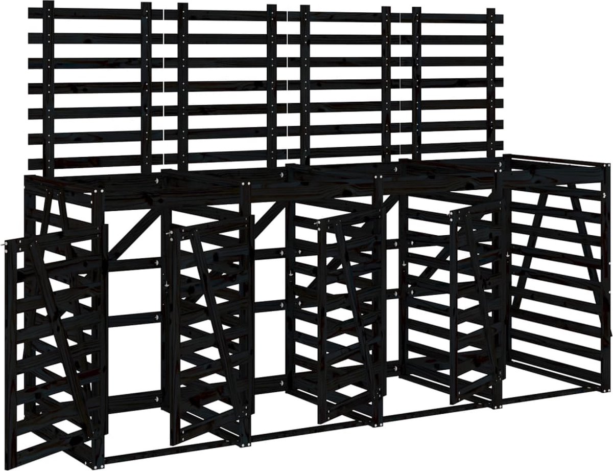 vidaXL - Containerberging - viervoudig - massief - grenenhout - zwart