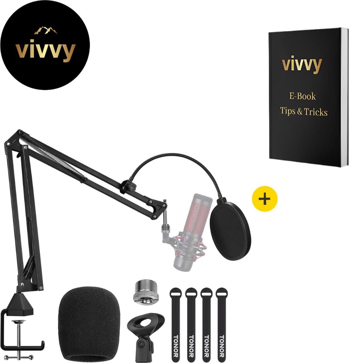 Microfoon Arm - Microfoon Arm Zonder Microfoon 4 In 1 - Gaming Microfoon Voor PC Verstelbaar – 100% Tevredenheidsgarantie – 270 Graden Draaibaar - Met Microfoon Houder - Incl. Mic Pop Filter & Tafelklem