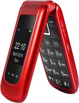 PEAM Senioren Mobiele Telefoon 4G - Noodknop - 4G - Rood- Senioren Telefoon - Klaptelefoon - Batterij - SOS knop - 4G Telefoon