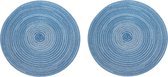 Set de table rond Krumble - Napperons - Sous-verres - Sous-verres - Accessoires de table - Set de 2 - Diamètre 36 cm - Blauw/ gris