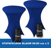 Statafelrok Blauw x 2 – ∅ 80-85 x 110 cm - Statafelhoes met Draagtas - Luxe Extra Dikke Stretch Sta Tafelrok voor Statafel – Kras- en Kreukvrije Hoes