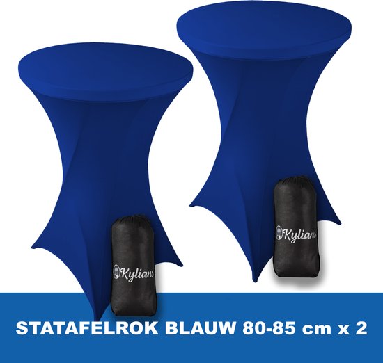 Foto: Statafelrok blauw x 2 80 85 x 110 cm statafelhoes met draagtas luxe extra dikke stretch sta tafelrok voor statafel kras en kreukvrije hoes