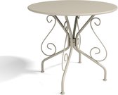 MYLIA Metalen tuineettafel van gietijzer - Beige - GUERMANTES L 80 cm x H 71 cm x D 80 cm
