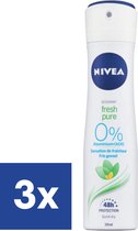 Nivea Fresh Pure 0% Deo Spray - 3 x 150 ml
