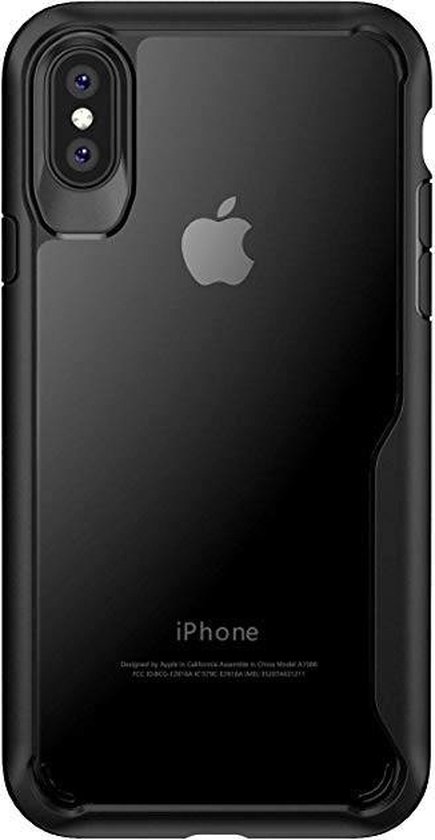 Transparante hoes met zwarte, verstevigde randen voor de iPhone met Apple logo.