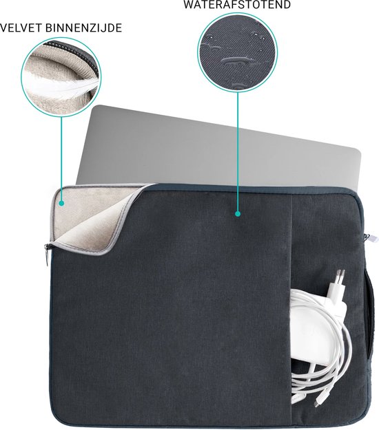 Housse pour ordinateur portable de luxe Coverzs 14 pouces et 15,6 pouces (bleu foncé) - convient pour ordinateur portable 14 pouces et ordinateur portable 15,6 pouces - Housse Macbook avec fermeture éclair - Housse hydrofuge avec poignée