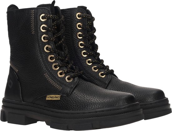 Vingino Jennifer Bottes à lacets - Bottes femmes avec Lacets - Filles - Zwart - Taille 35