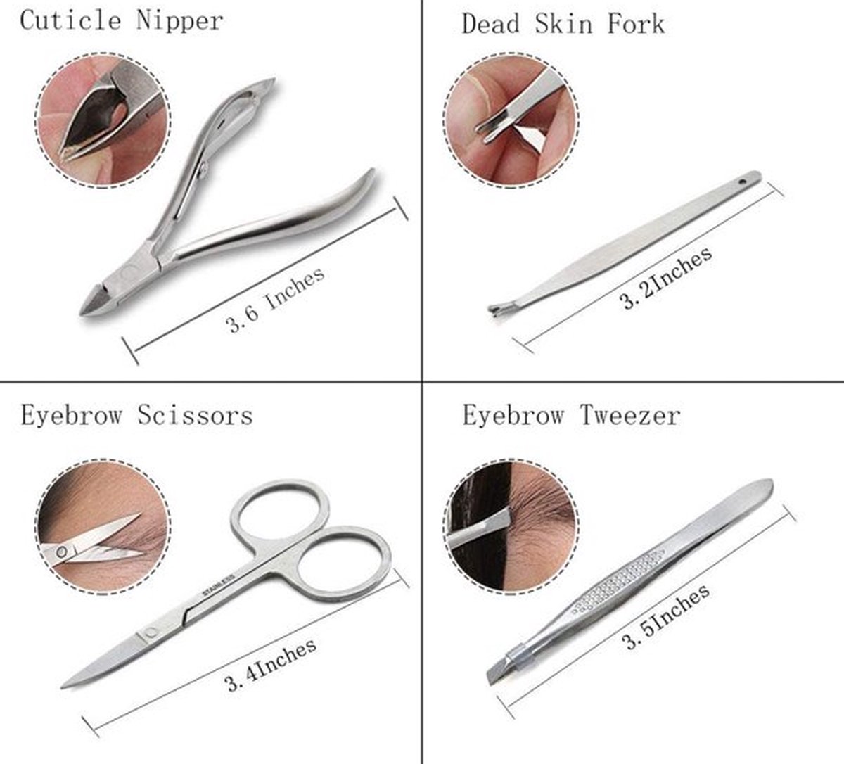 Manicureset Professionele nagelknipper Kit Pedicure Care Tools - Roestvrij staal Grooming Kit 12-delig voor reizen of thuis (roze)