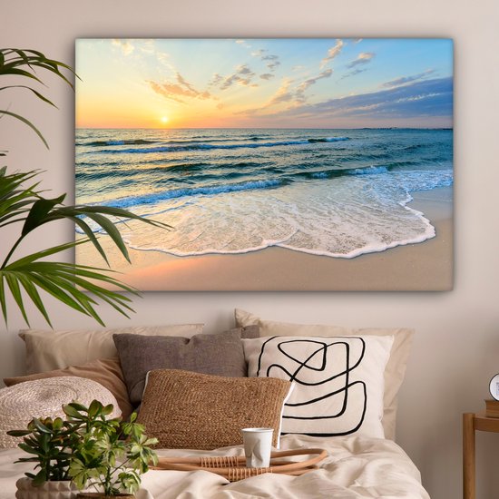 Tableau toile plage et mer 140x90 - Accessoires de décoration de chambre - Peintures salon nature - Décoration murale chambre - Décoration murale cuisine - Toile murale intérieur - Décoration maison - Accessoires de maison