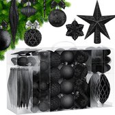 KESSER® Kerstballen 105-delige Kerstversiering Set - Kerstboomversiering met Plastic Doos voor Kerstboom Kerstballen Kerstdecoratie - Zwart