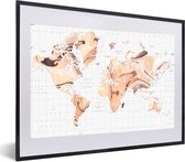 Fotolijst incl. Poster - Wereldkaart - Verf - Bruin - 60x40 cm - Posterlijst