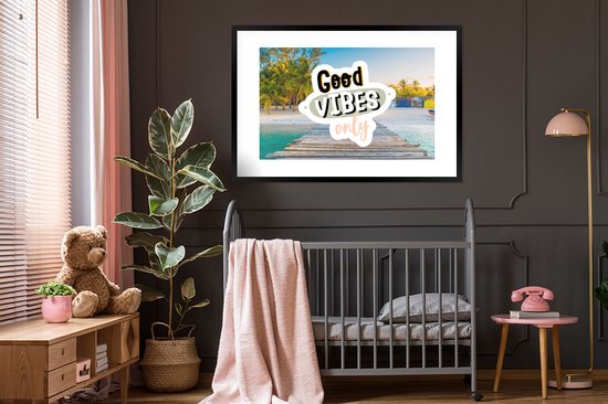 Cadre photo avec affiche - Été - Proverbes - Plage - 120x80 cm - Cadre pour affiche