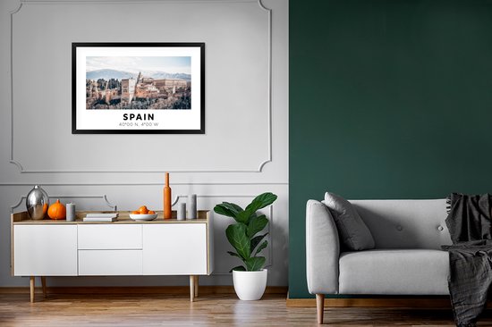 Cadre photo avec affiche - Espagne - Kasteel - Vintage - Été - 90x60 cm - Cadre pour affiche